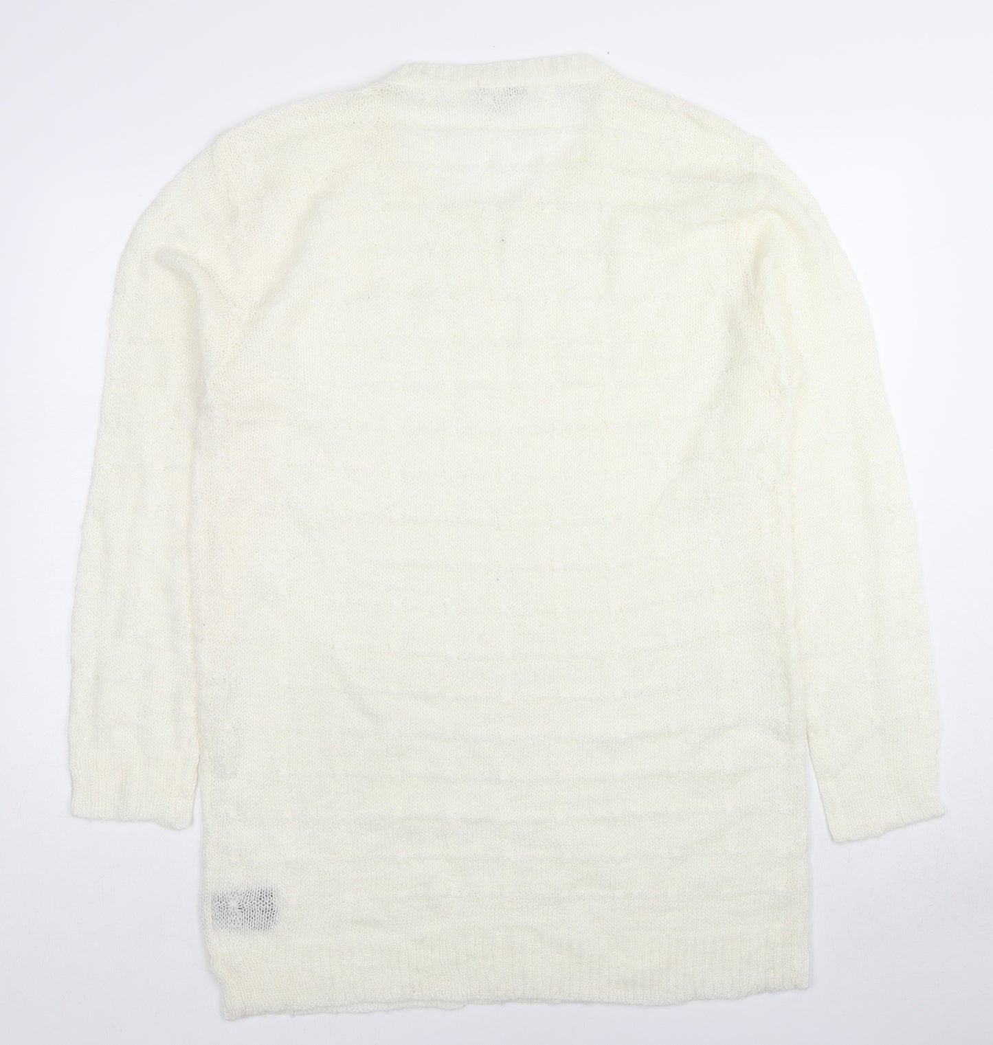 TALLY WEiJL Womens White Round Neck Acrylic Pullover Jumper Size 3XL