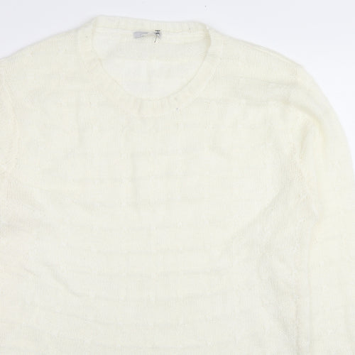 TALLY WEiJL Womens White Round Neck Acrylic Pullover Jumper Size 3XL