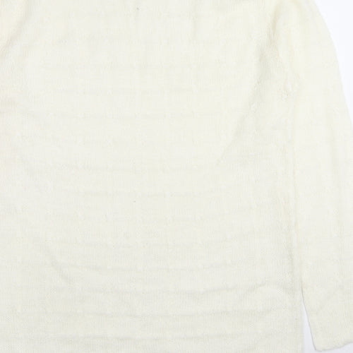 TALLY WEiJL Womens White Round Neck Acrylic Pullover Jumper Size 3XL