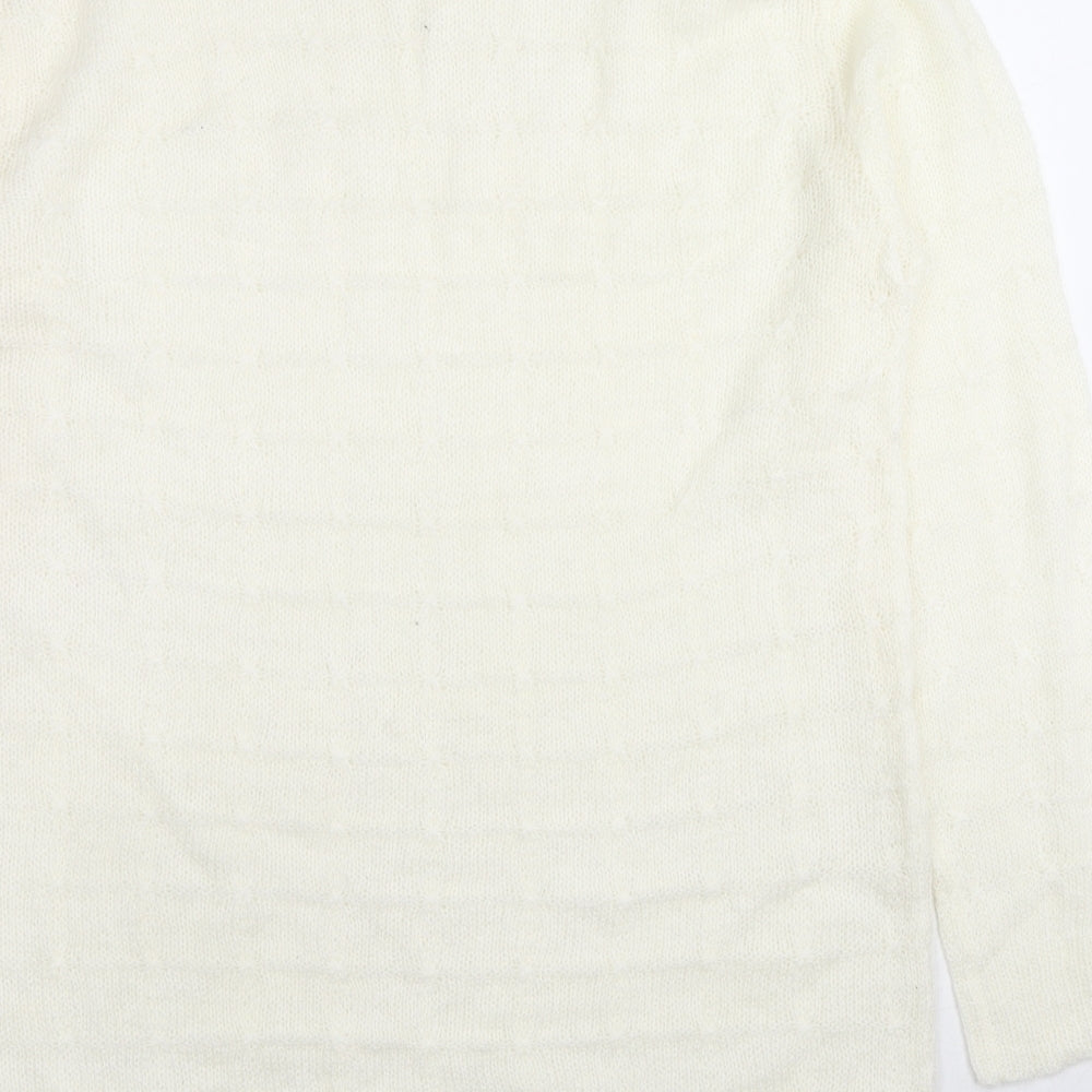 TALLY WEiJL Womens White Round Neck Acrylic Pullover Jumper Size 3XL