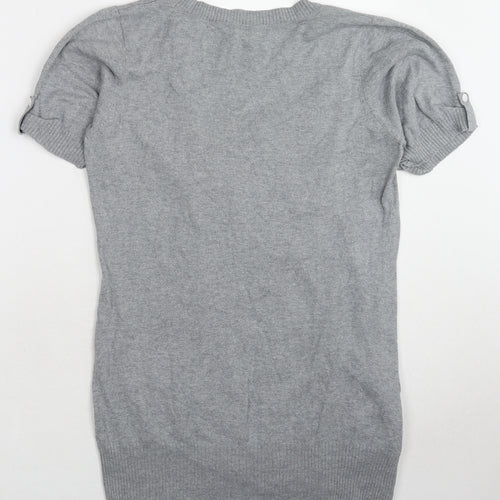 NEXT Womens Grey Round Neck Cotton Pullover Jumper Size 14