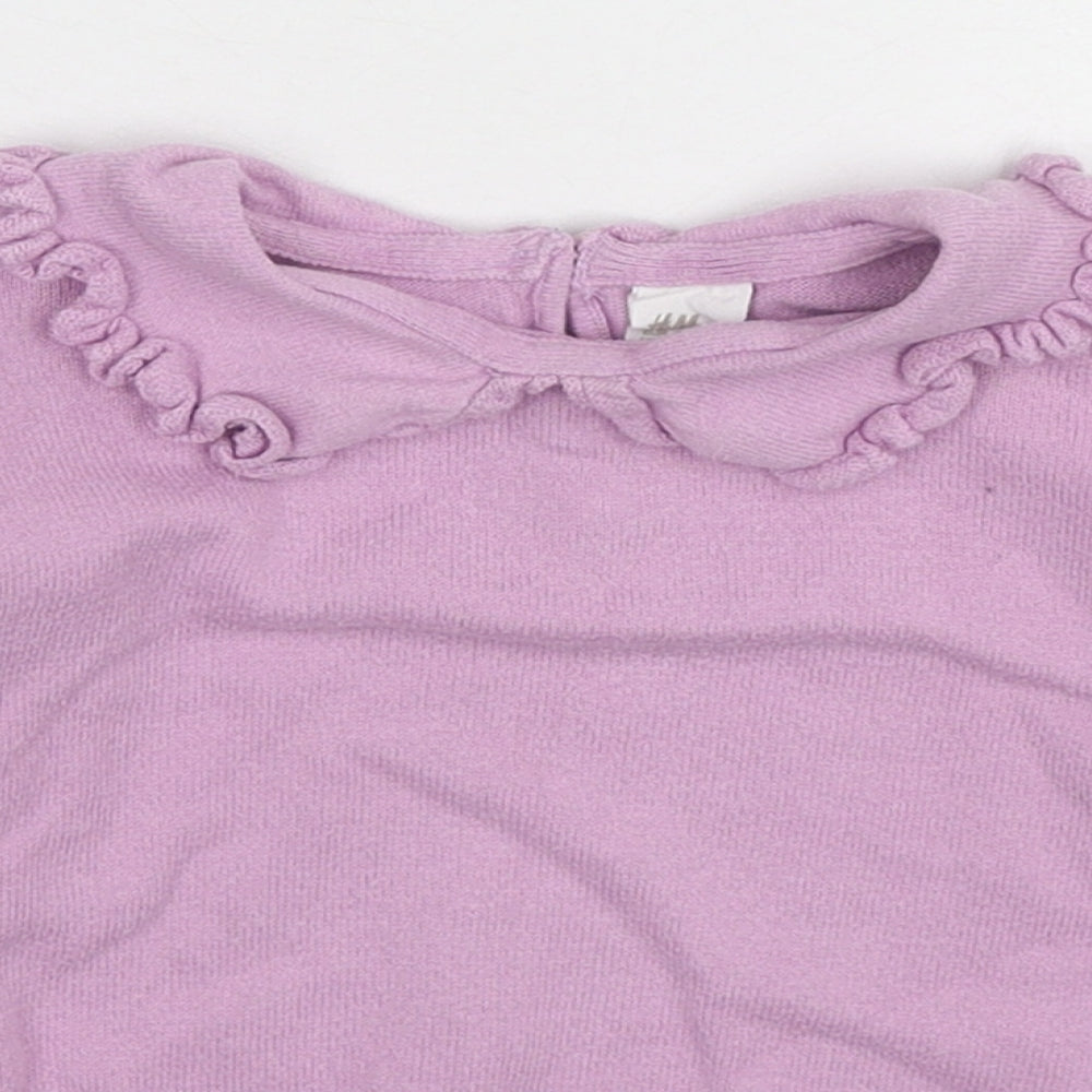 H&M Girls Purple Round Neck Cotton Pullover Jumper Size 2-3 Years Button