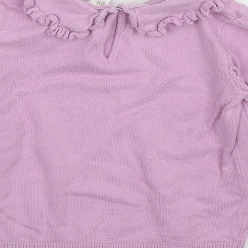 H&M Girls Purple Round Neck Cotton Pullover Jumper Size 2-3 Years Button