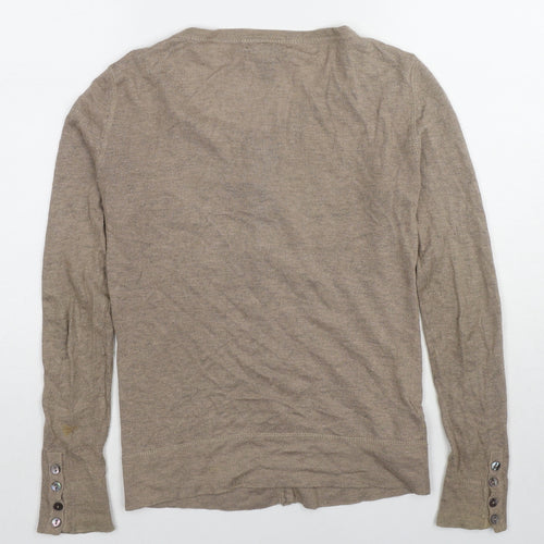 Mango Womens Beige Round Neck Cotton Cardigan Jumper Size M