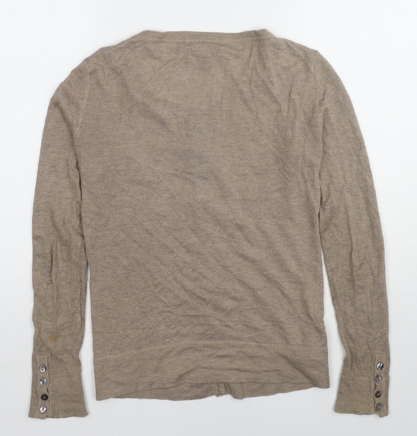 Mango Womens Beige Round Neck Cotton Cardigan Jumper Size M