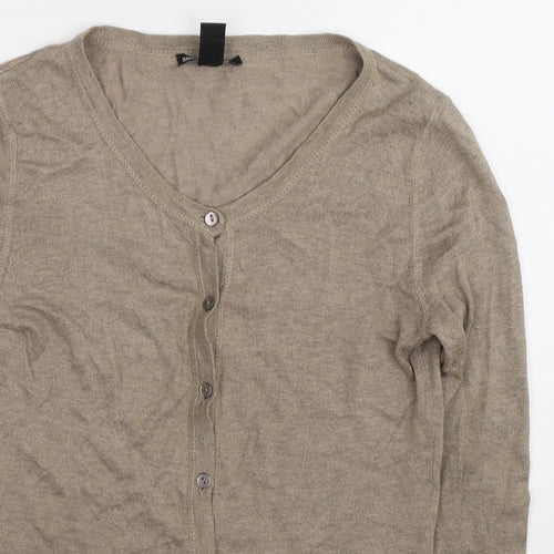 Mango Womens Beige Round Neck Cotton Cardigan Jumper Size M