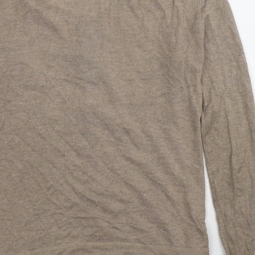Mango Womens Beige Round Neck Cotton Cardigan Jumper Size M