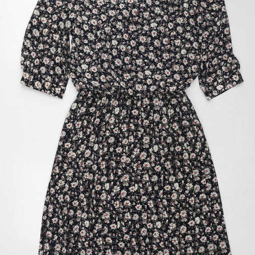Amani Womens Multicoloured Floral Polyester A-Line Size 12 V-Neck Button