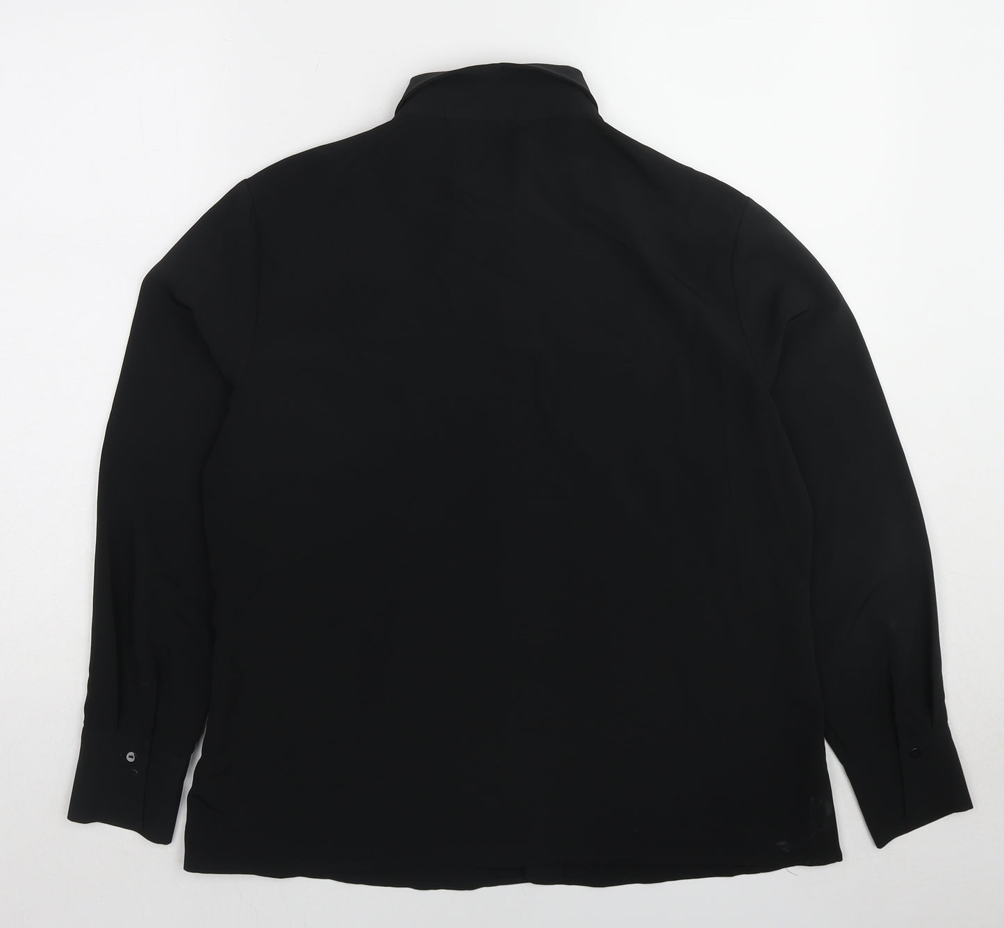 NEXT Womens Black Polyester Basic Button-Up Size 16 Collared