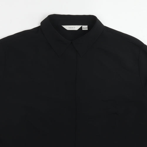 NEXT Womens Black Polyester Basic Button-Up Size 16 Collared