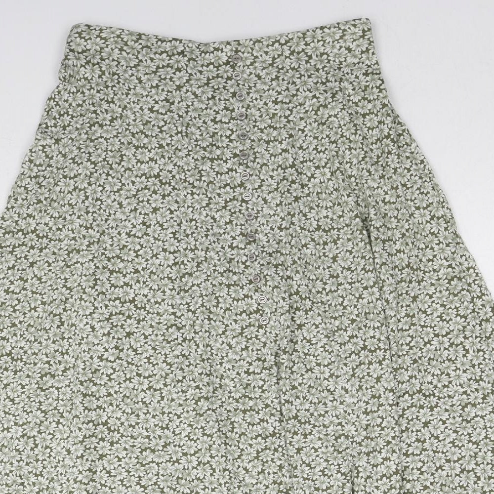Berkertex Womens Green Floral Viscose Mini Skirt Size 12