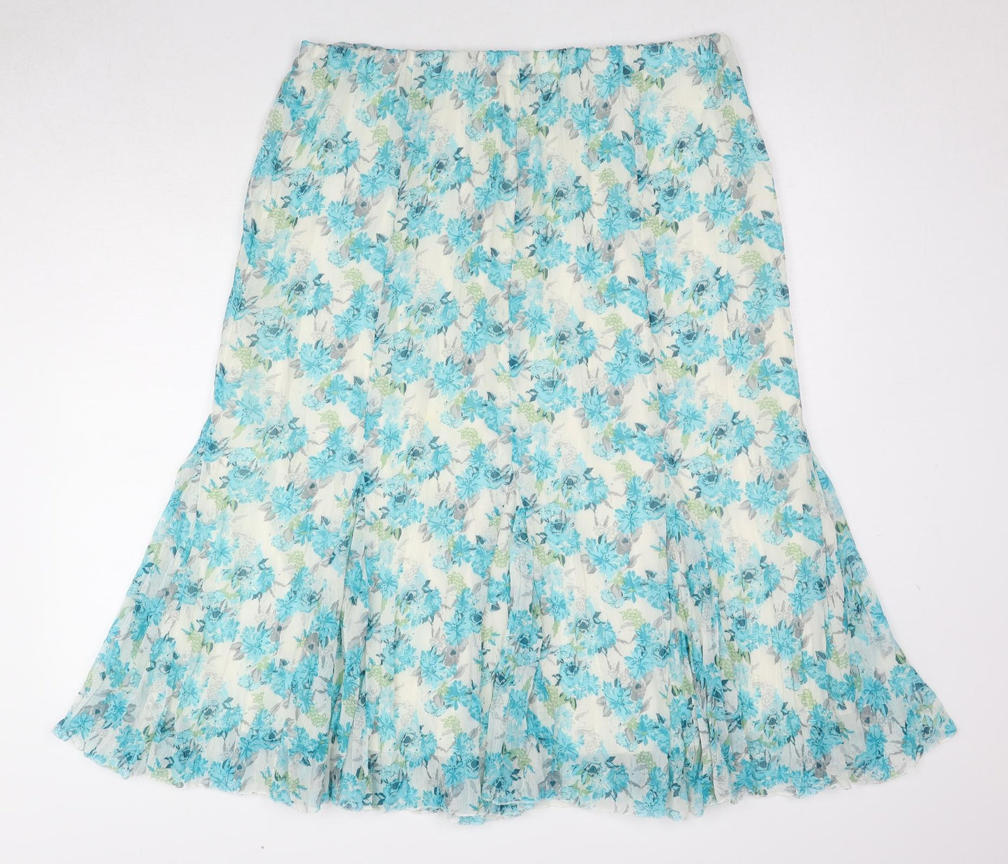 Bonmarché Womens Blue Floral Polyester Swing Skirt Size 16