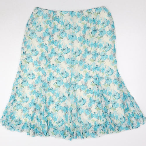 Bonmarché Womens Blue Floral Polyester Swing Skirt Size 16