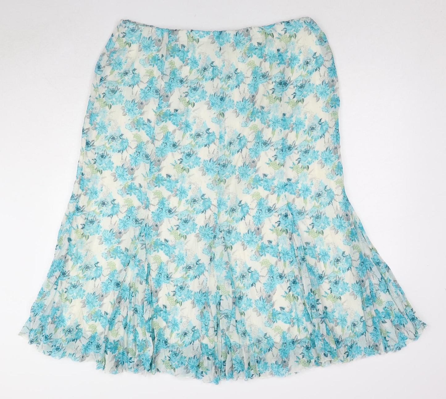 Bonmarché Womens Blue Floral Polyester Swing Skirt Size 16