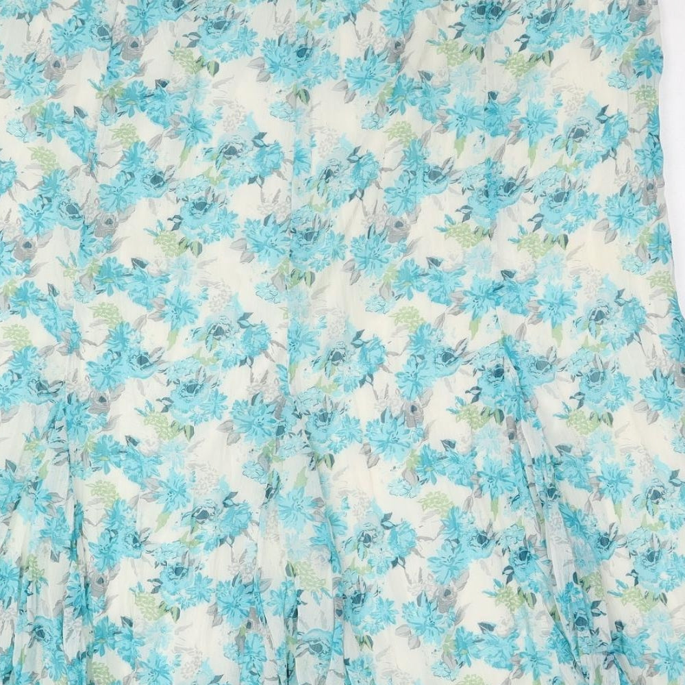 Bonmarché Womens Blue Floral Polyester Swing Skirt Size 16