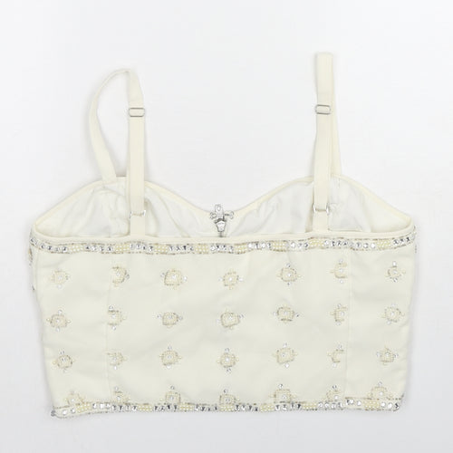 Topshop Womens Ivory Polyester Cropped Tank Size 14 Sweetheart