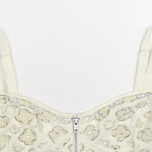 Topshop Womens Ivory Polyester Cropped Tank Size 14 Sweetheart