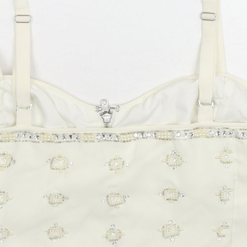 Topshop Womens Ivory Polyester Cropped Tank Size 14 Sweetheart