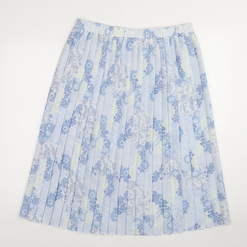 Bonmarché Womens Blue Geometric Polyester Pleated Skirt Size 16
