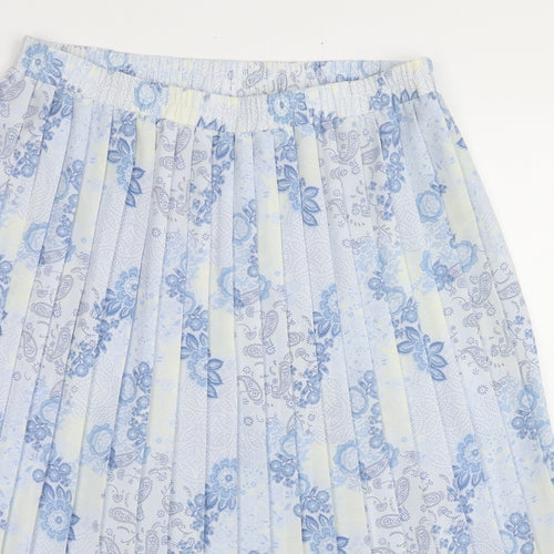 Bonmarché Womens Blue Geometric Polyester Pleated Skirt Size 16