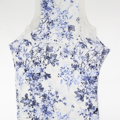 Zara Womens Multicoloured Floral Polyester Basic Tank Size S Round Neck