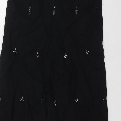 Zara Womens Black Polyester A-Line Size XS V-Neck Tie - Embellished