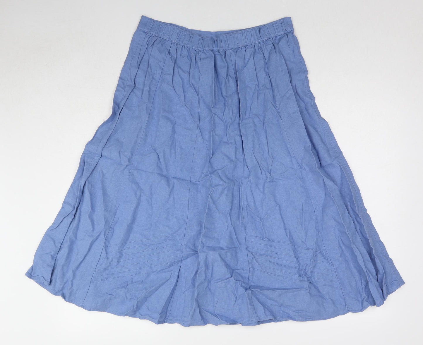 Damart Womens Blue Linen Swing Skirt Size 16