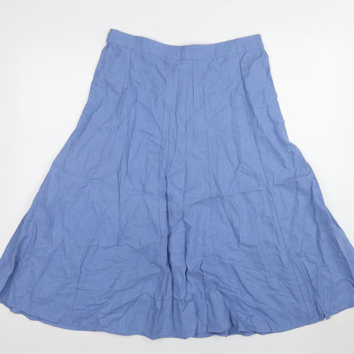 Damart Womens Blue Linen Swing Skirt Size 16