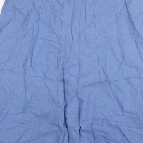 Damart Womens Blue Linen Swing Skirt Size 16