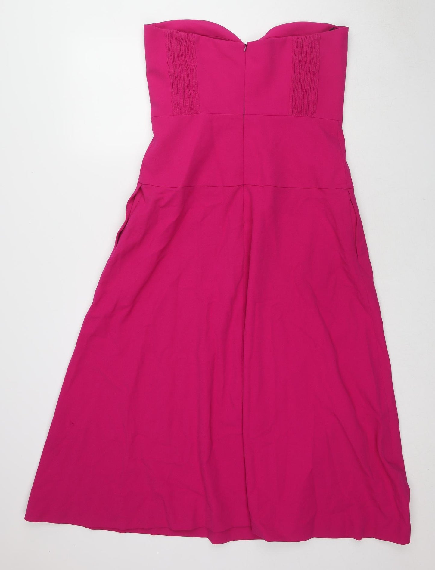 Zara Womens Pink Polyester A-Line Size L Sweetheart Zip - Strapless