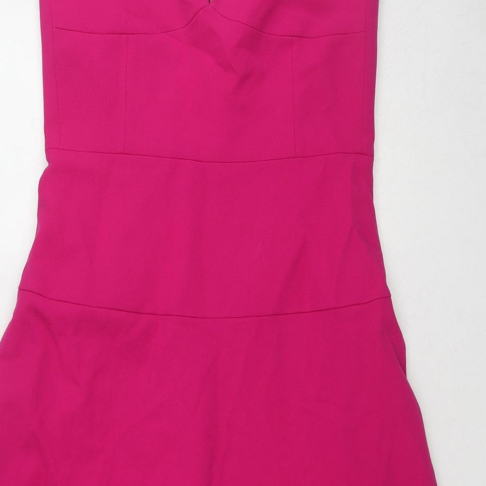 Zara Womens Pink Polyester A-Line Size L Sweetheart Zip - Strapless