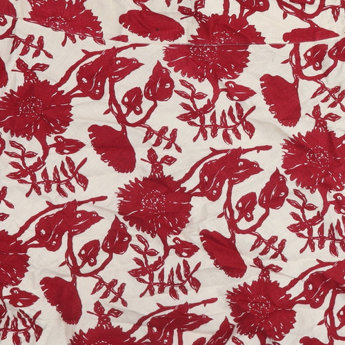 Gap Womens Red Floral Linen Swing Skirt Size 8 Zip