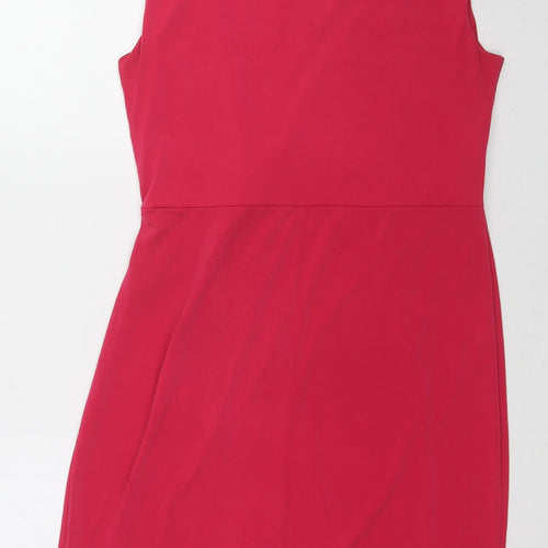 M&Co Womens Pink Polyester Pencil Dress Size 14 V-Neck Pullover