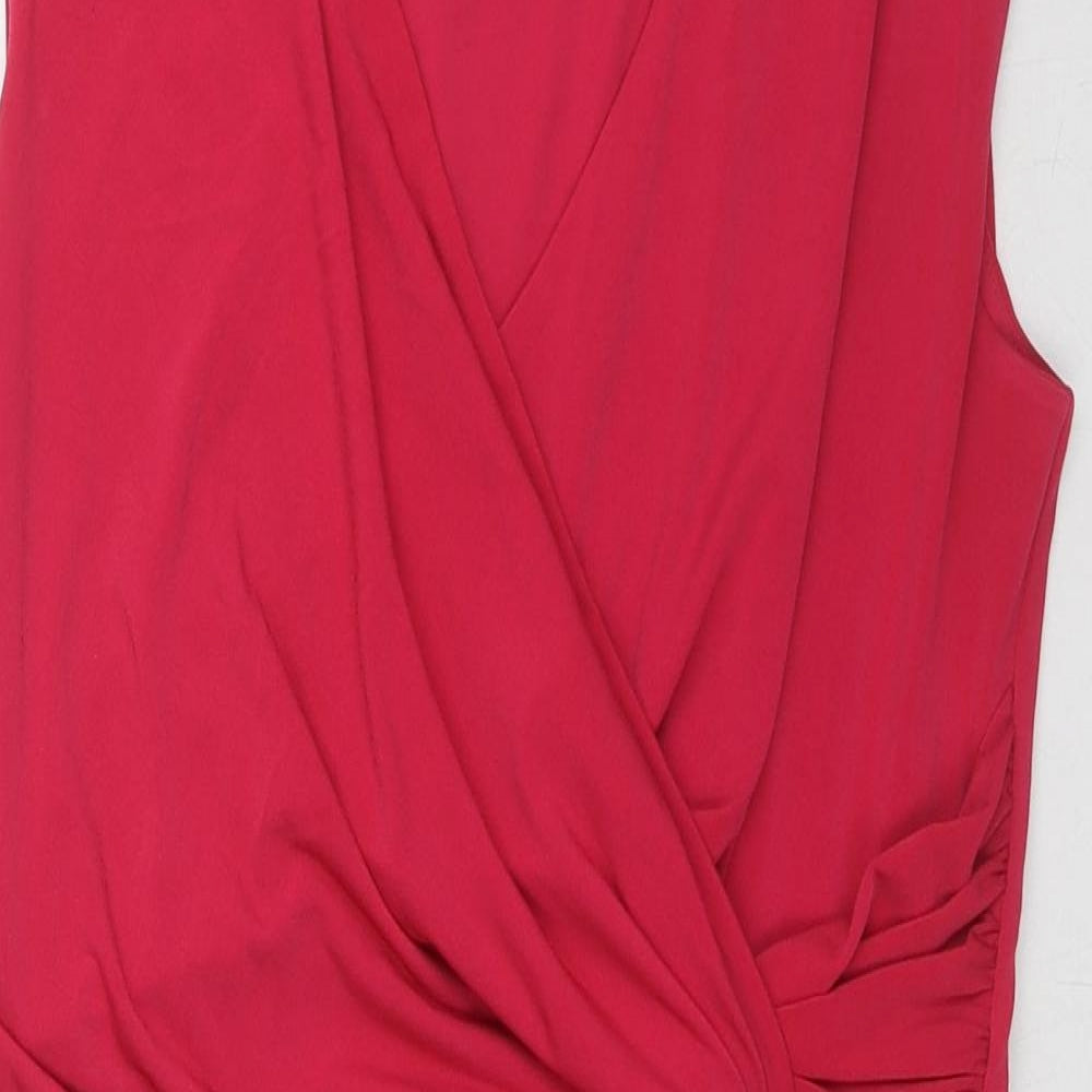 M&Co Womens Pink Polyester Pencil Dress Size 14 V-Neck Pullover