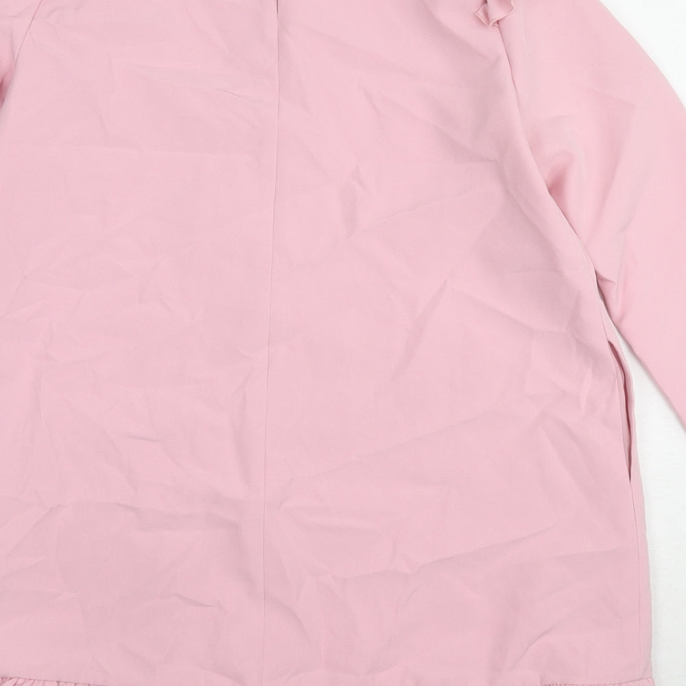 Zara Womens Pink Polyester A-Line Size XS Round Neck Button