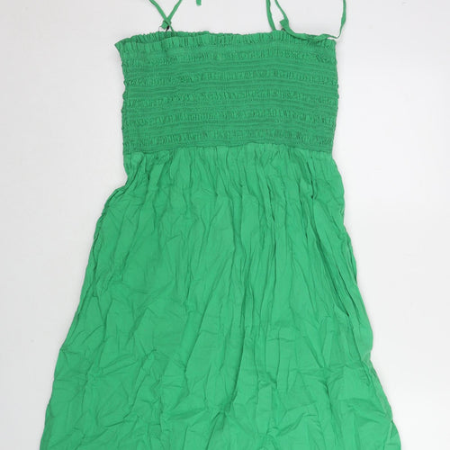 Marks and Spencer Womens Green Cotton A-Line Size 16 Off the Shoulder Pullover