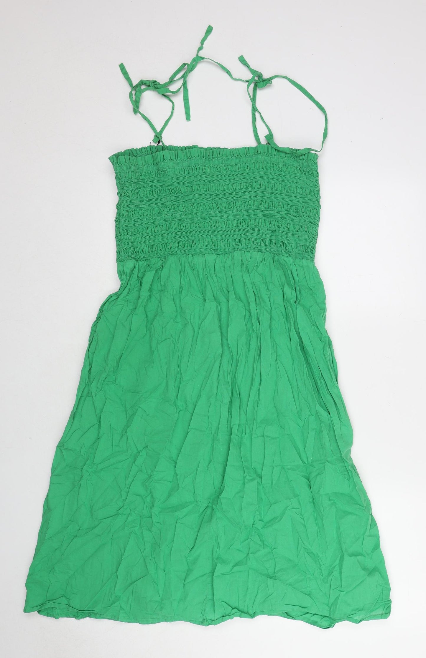 Marks and Spencer Womens Green Cotton A-Line Size 16 Off the Shoulder Pullover