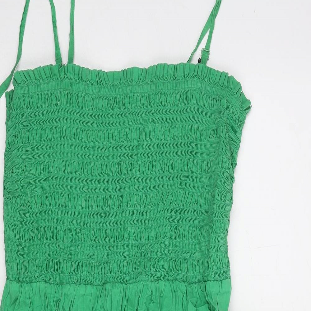 Marks and Spencer Womens Green Cotton A-Line Size 16 Off the Shoulder Pullover