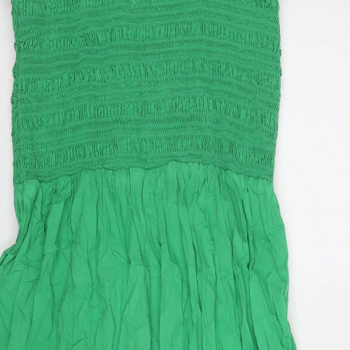 Marks and Spencer Womens Green Cotton A-Line Size 16 Off the Shoulder Pullover