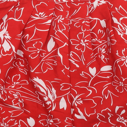St Michael Womens Red Floral Polyester Tulip Skirt Size 14 Button