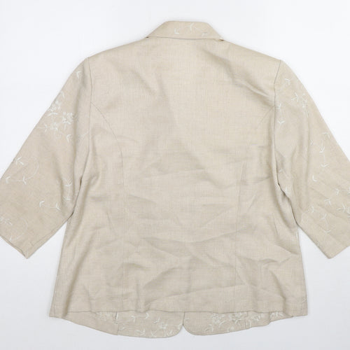 Eastex Womens Beige Floral Polyester Basic Button-Up Size 14 Collared