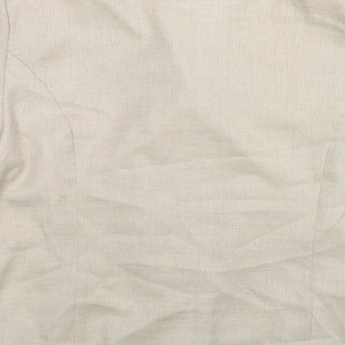 Eastex Womens Beige Floral Polyester Basic Button-Up Size 14 Collared