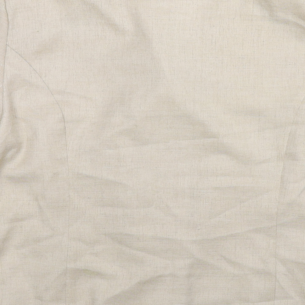 Eastex Womens Beige Floral Polyester Basic Button-Up Size 14 Collared