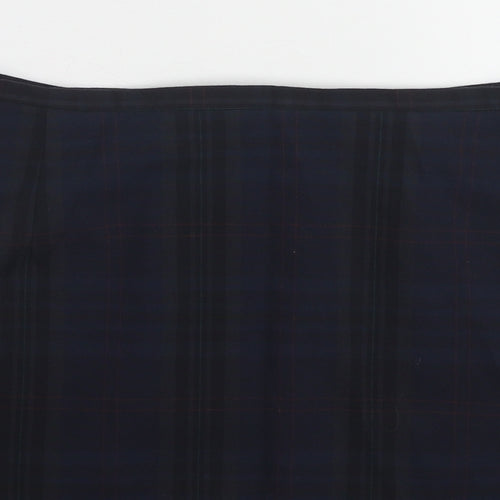 New Look Womens Blue Plaid Polyester A-Line Skirt Size 10 Zip