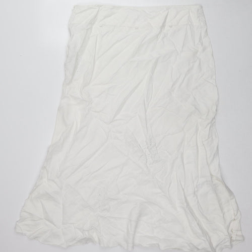 NEXT Womens White Linen Peasant Skirt Size 20 Zip