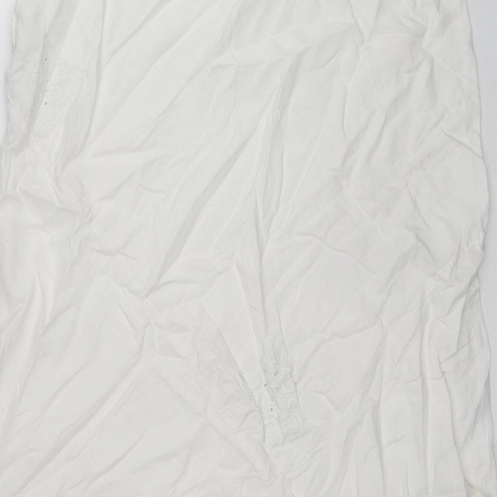NEXT Womens White Linen Peasant Skirt Size 20 Zip