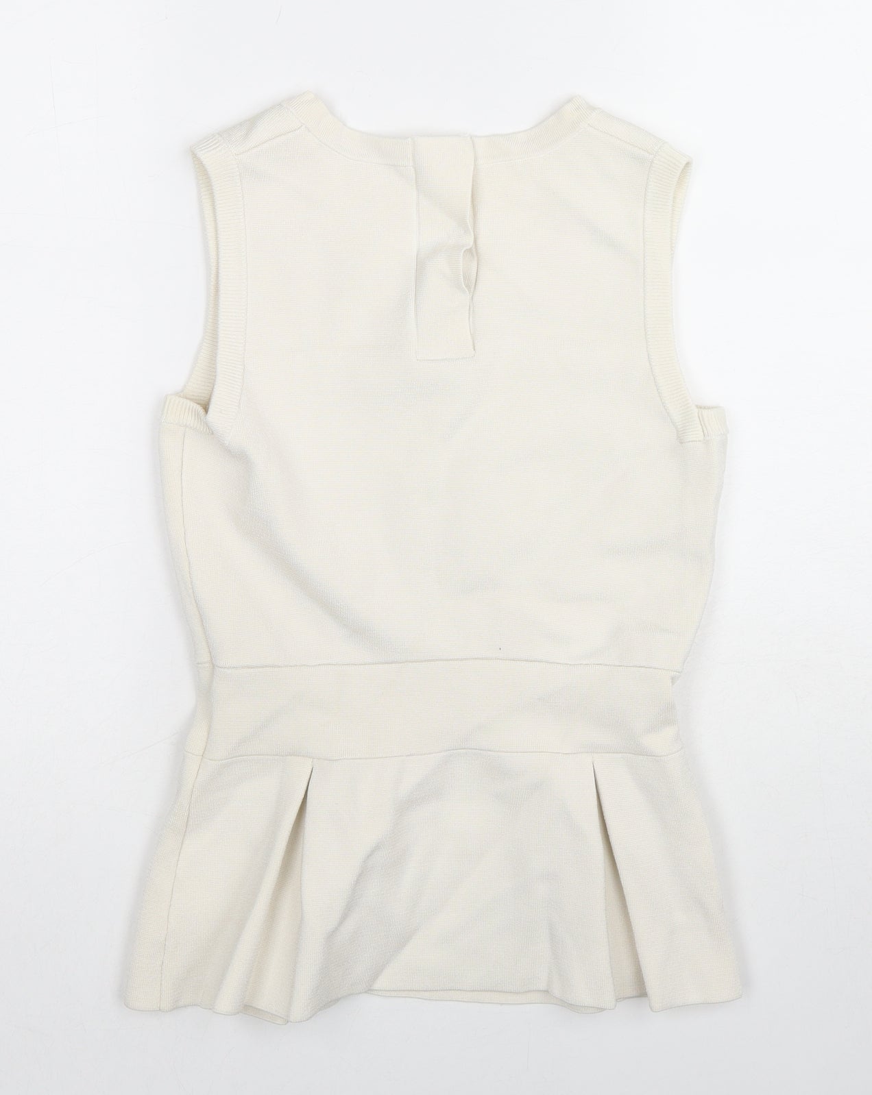 Bimba & Lola Womens Ivory Viscose Basic Tank Size XS Round Neck - Peplum