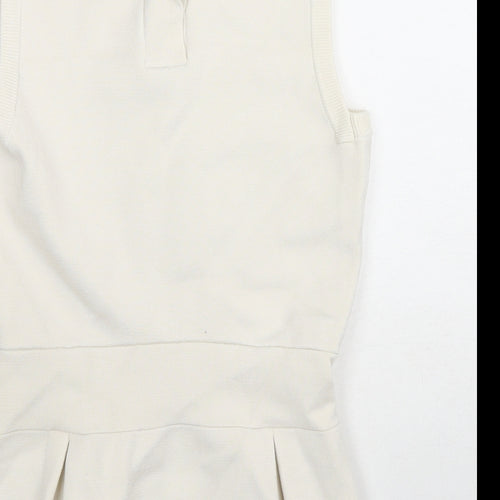 Bimba & Lola Womens Ivory Viscose Basic Tank Size XS Round Neck - Peplum