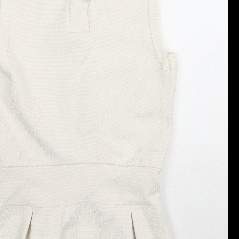 Bimba & Lola Womens Ivory Viscose Basic Tank Size XS Round Neck - Peplum