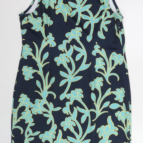 Body Flirt Womens Blue Floral Polyester Bodycon Size L Round Neck Pullover